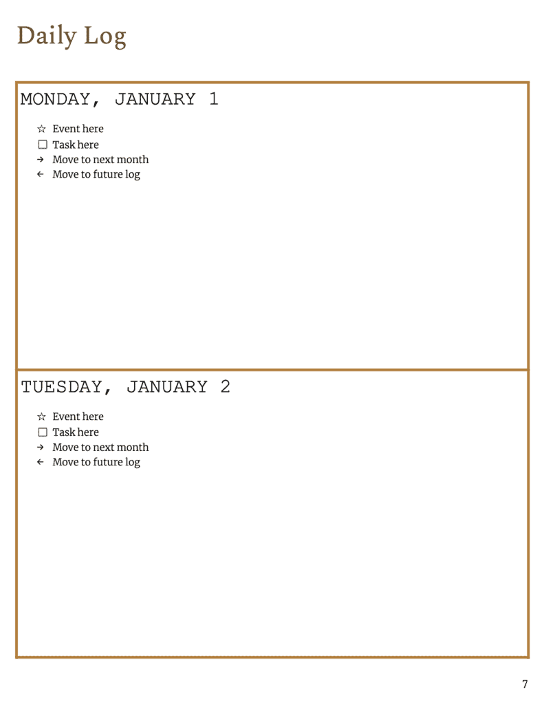 daily tasks planner