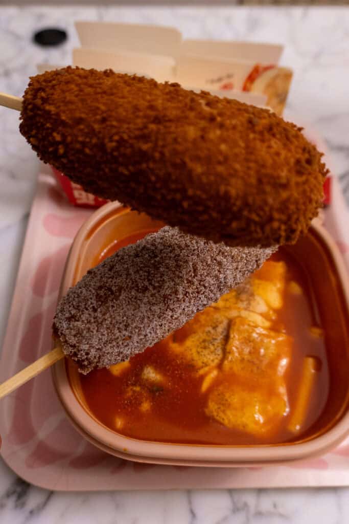 korean corndog and tteokbokki